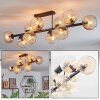 Koyoto ceiling light, globe light Amber, clear, 10-light sources