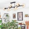 Koyoto ceiling light, globe light Amber, clear, 10-light sources
