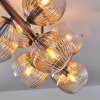 Koyoto ceiling light, globe light Amber, clear, 10-light sources