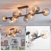 Koyoto ceiling light, globe light Amber, clear, Smoke-coloured, 10-light sources
