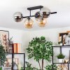 Gastor ceiling light, globe light Amber, Smoke-coloured, 5-light sources