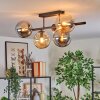 Gastor ceiling light, globe light Amber, clear, Smoke-coloured, 5-light sources