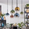 Koyoto hanging light, globe light, pendant light blue, gold, green, clear, coppery, 6-light sources