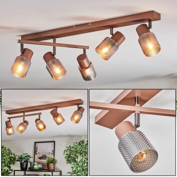 Nelar ceiling light, ceiling spotlight bronze, chrome, 5-light sources