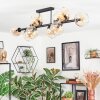 Koyoto ceiling light, globe light Amber, clear, 10-light sources