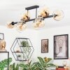 Koyoto ceiling light, globe light Amber, clear, 10-light sources