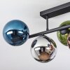 Gastor ceiling light, globe light blue, chrome, green, coppery, Smoke-coloured, 5-light sources