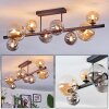 Chehalis ceiling light, globe light Amber, Smoke-coloured, 8-light sources