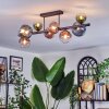 Chehalis ceiling light, globe light blue, green, clear, coppery, 8-light sources