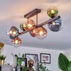 Chehalis ceiling light, globe light blue, green, clear, coppery, 8-light sources
