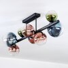 Chehalis ceiling light, globe light blue, green, clear, coppery, 8-light sources