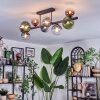 Chehalis ceiling light, globe light blue, green, clear, coppery, 8-light sources