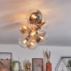 Gastor ceiling light, globe light gold, black, 8-light sources