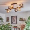 Gastor ceiling light, globe light gold, black, 8-light sources
