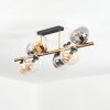 Gastor ceiling light, globe light gold, black, 8-light sources
