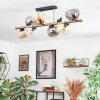Gastor ceiling light, globe light gold, black, 8-light sources