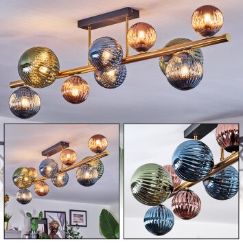 Chehalis ceiling light, globe light gold, black, 10-light sources