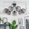 Koyoto ceiling light, globe light 82 cm Smoke-coloured, 7-light sources