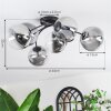 Chehalis ceiling light, globe light 64 cm clear, Smoke-coloured, 6-light sources
