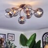 Chehalis ceiling light, globe light 64 cm clear, Smoke-coloured, 6-light sources