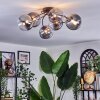 Chehalis ceiling light, globe light 64 cm clear, Smoke-coloured, 6-light sources