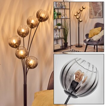 Koyoto floor lamp 40 cm clear, Smoke-coloured, 6-light sources