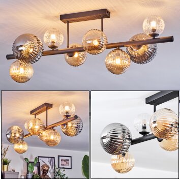 Chehalis ceiling light, globe light Amber, clear, Smoke-coloured, 8-light sources
