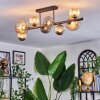 Chehalis ceiling light, globe light Amber, Smoke-coloured, 8-light sources