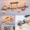 Chehalis ceiling light, globe light Amber, Smoke-coloured, 8-light sources