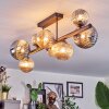 Chehalis ceiling light, globe light Amber, Smoke-coloured, 8-light sources