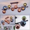 Chehalis ceiling light, globe light blue, green, coppery, 8-light sources