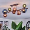 Chehalis ceiling light, globe light blue, green, coppery, 8-light sources