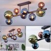 Chehalis ceiling light, globe light blue, green, coppery, 8-light sources