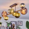 Chehalis ceiling light, globe light blue, green, coppery, 8-light sources