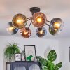 Koyoto ceiling light, globe light 82 cm blue, green, clear, coppery, 7-light sources