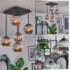 Ripoll ceiling light, globe light chrome, Smoke-coloured, 5-light sources