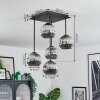 Ripoll ceiling light, globe light chrome, Smoke-coloured, 5-light sources