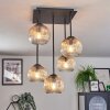 Ripoll ceiling light, globe light Amber, clear, 5-light sources