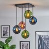 Gastor ceiling light, globe light blue, green, coppery, 5-light sources