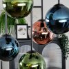 Gastor ceiling light, globe light blue, green, coppery, 5-light sources