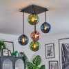 Gastor ceiling light, globe light blue, green, coppery, 5-light sources