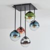 Gastor ceiling light, globe light blue, chrome, green, clear, coppery, Smoke-coloured, 5-light sources