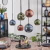 Koyoto hanging light, globe light, pendant light blue, green, coppery, 6-light sources