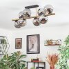 Gastor ceiling light, globe light gold, black, 8-light sources