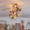 Gastor ceiling light, globe light gold, black, 8-light sources