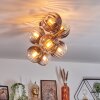 Koyoto ceiling light, globe light gold, black, 8-light sources