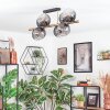 Koyoto ceiling light, globe light gold, black, 8-light sources