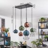Ripoll hanging light, globe light, pendant light blue, green, coppery, 6-light sources