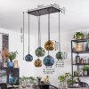 Ripoll hanging light, globe light, pendant light blue, gold, green, 6-light sources