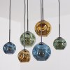 Ripoll hanging light, globe light, pendant light blue, gold, green, 6-light sources